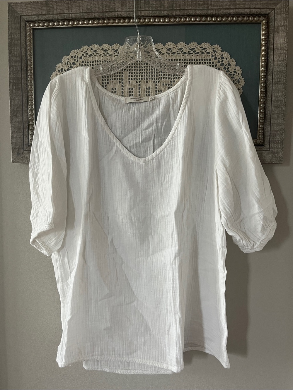 Classic White V-Neck Tunic Top by